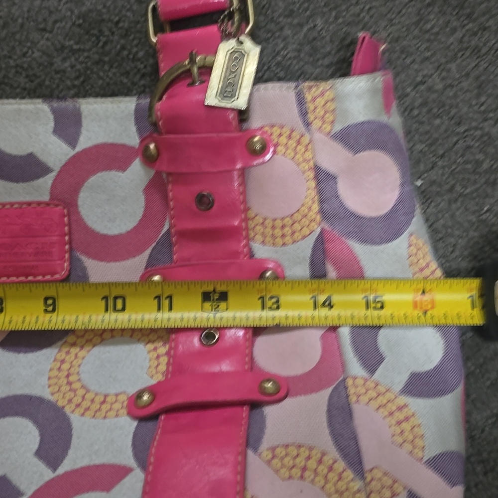 Vintage COACH Pink Patterned Tote Bag with Pink Trim - Picture 12 of 13